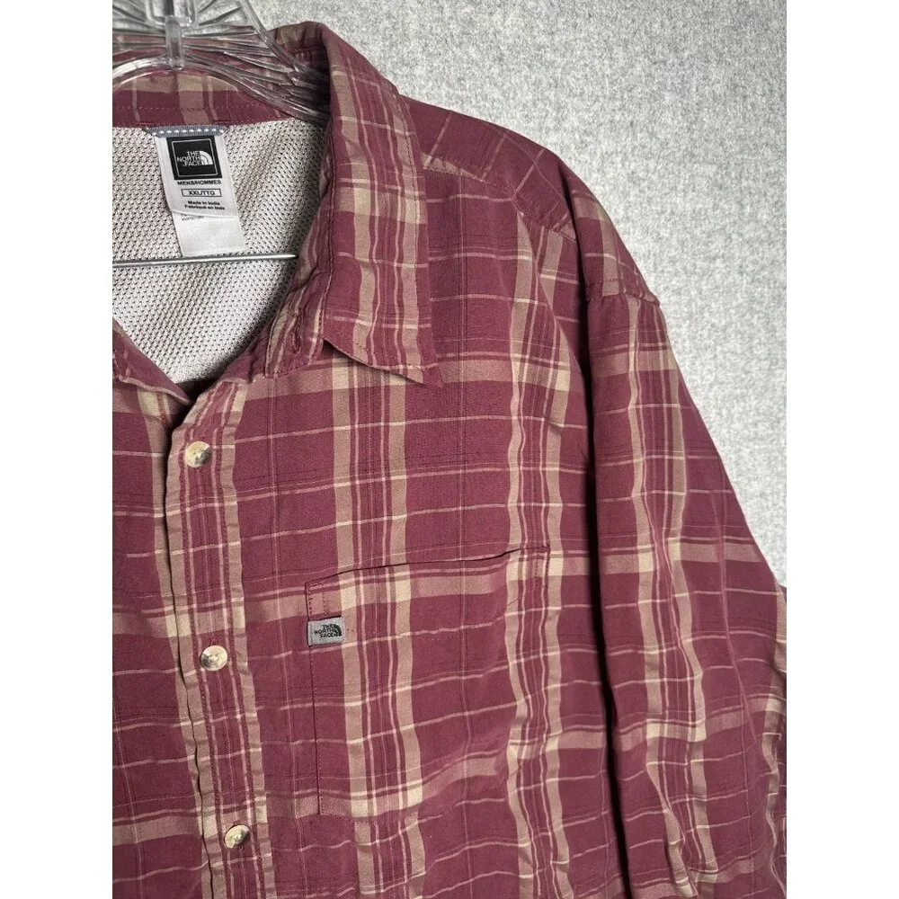 The North Face Mens XXL Shirt Button Long Sleeve Plaid Red Collared Top Casual‎